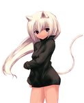  animal_ears bottomless cat_ears copyright_request repair solo tail white_hair 