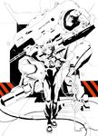  animal_ears bodysuit cat_ears mecha monochrome original solo spot_color won_(toufunokado) 