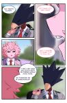  absurd_res animal_head ashido_mina backpack clothing comic duo female for_a_head fumikage_tokoyami greatm8sfm hi_res horn horned_humanoid humanoid male male/female my_hero_academia necktie open_mouth pink_body pink_skin purple_backpack school_uniform shirt teeth topwear uniform white_clothing white_shirt white_topwear 