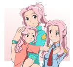  carrying child darry_adai hair_pull kakkii multiple_girls multiple_persona necktie older pink_hair tengen_toppa_gurren_lagann time_paradox younger 