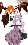  book demon_girl dress head_wings koakuma multiple_girls patchouli_knowledge red_hair shunsei_(muratou) touhou wings 