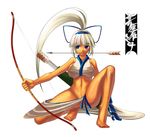  arrow bad_feet barefoot bow_(weapon) dark_skin feet majikina_mina no_panties oogami_yuuki samurai_spirits snk solo weapon white_hair 