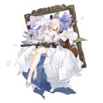  1girl assault_rifle aug_(blue_meditation)_(girls&#039;_frontline) aug_(girls&#039;_frontline) bare_legs blue_gemstone breasts bridal_veil bullpup cello closed_eyes dress flower flower_request full_body gem girls&#039;_frontline gun high_heels highres instrument jewelry long_hair medium_breasts mole mole_under_eye necklace no_socks official_alternate_costume official_art parted_bangs pearl_necklace petal_in_mouth picture_frame puffy_short_sleeves puffy_sleeves rifle ring samail short_sleeves simple_background sitting solo steyr_aug third-party_source torn_clothes torn_dress transparent_background two-sided_dress two-sided_fabric veil very_long_hair weapon wedding_dress white_dress white_flower white_footwear white_hair 