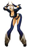  ahoge angel_(kof) bent_over breasts chaps cleavage fingerless_gloves gloves large_breasts midriff nona official_art short_hair snk solo the_king_of_fighters the_king_of_fighters_2001 white_hair 