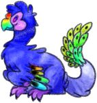 2017 alpha_channel ambiguous_gender blue_body blue_feathers claws digital_drawing_(artwork) digital_media_(artwork) dinosaur dot_eyes feathered_wings feathers feral full-length_portrait green_body green_feathers jaspering multicolored_body multicolored_feathers oviraptor oviraptorid portrait rainbow_beak rainbow_body rainbow_feathers reptile scalie shaded simple_background sitting solo tail tail_tuft theropod transparent_background tuft winged_arms wings