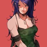  black_eyes blue_hair dog_tags falcoon leona_heidern long_hair snk solo the_king_of_fighters 