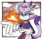 accessory angry anthro blaze_the_cat bodily_fluids clothing darkwolfhybrid domestic_cat felid feline felis female fighting_pose fire forehead_gem gem gloves handwear head_accessory hi_res japanese_text mammal orange_eyes pose sega serious serious_face solo sonic_the_hedgehog_(series) sweat text