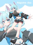  1girl :d :o animal_ear_fluff animal_ears artist_self-insert bandeau bare_shoulders belt black_bandeau black_collar black_footwear black_jacket black_shorts blue_background blue_eyes blue_hair blue_jacket blush breasts cat_ears cat_girl character_name cleavage collar collarbone commentary_request covered_collarbone cross full_body hand_up highres indie_virtual_youtuber jacket latin_cross long_hair long_sleeves looking_at_viewer midriff nagumo_asu navel off_shoulder open_mouth outline outstretched_arm outstretched_hand parted_lips shinonome_asu shoes short_shorts shorts simple_background smile two-sided_fabric two-sided_jacket virtual_youtuber white_background white_belt white_outline zoom_layer 