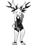 anthro antlers clothing cuming girly hi_res horn jackalope lagomorph latex male mammal solo torn_clothing verum_(character) zerauskii