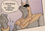 2023 anthro anubian_jackal cafin canid canine canis clothing deity dialogue digital_media_(artwork) english_text fur grey_body grey_fur headgear headwear hi_res jackal league_of_legends male mammal nasus_(lol) riot_games solo speech_bubble talking_to_another text