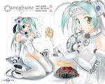  aqua_hair batter blue_eyes cake cake_batter cake_core elbow_gloves english finger_licking food glados gloves green_hair hat heterochromia licking meme morality_core one_eye_closed pastry personification portal portal_(series) sitting spandex spoilers the_cake_is_a_lie thighhighs wallpaper whisk yellow_eyes young_wang 