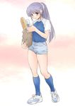  bread bucho cellphone character_request copyright_request food groceries legs phone ponytail shoes shorts sneakers socks solo 