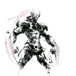  alzandahh arm_blade clenched_hands energy_blade fulgore greyscale highres humanoid_robot killer_instinct killer_instinct_(series) knees_out_of_frame looking_to_the_side monochrome no_humans robot simple_background standing weapon white_background 