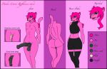2017 animal_genitalia animal_penis anthro balls black_balls black_bottomwear black_clothing black_crop_top black_legwear black_miniskirt black_penis black_shirt black_stockings black_topwear bottomwear butt character_name clothed clothing color_swatch crop_top crossdressing curvy_figure digital_media_(artwork) domestic_cat equine_balls equine_genitalia equine_penis erection felid feline felis fur genitals girly green_eyes hair hourglass_figure humanoid_genitalia humanoid_penis legwear male mammal miniskirt model_sheet nude open_mouth penis pink_background pink_body pink_fur pink_hair pinkie.lovesu pinkie.lovesu_(artist) ponytail shirt simple_background skirt smile solo stockings tail text topwear