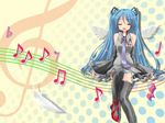  blue_hair gakky hatsune_miku long_hair lowres necktie solo thighhighs twintails very_long_hair vocaloid wings zettai_ryouiki 