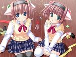  animal_ears cat_ears duplicate futa_majo multiple_girls nagamori_cocoa nagamori_milk siblings skirt thighhighs twins usaginezumi 