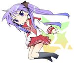  hiiragi_kagami ixy long_hair lucky_star pink_neckwear purple_eyes purple_hair ryouou_school_uniform school_uniform serafuku solo twintails 