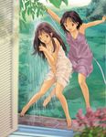  barefoot copyright_request highres hose multiple_girls nightgown see-through tayama_mamito water wet wet_clothes 