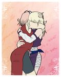  2girls arm_around_neck arm_up ass bandages bare_shoulders bike_shorts black_shorts blonde_hair breasts crop_top detached_sleeves dress forehead_protector hairband hand_on_another's_back hand_on_another's_head hands_up haruno_sakura hey_mayonegg hug konohagakure_symbol long_hair multiple_girls naruto naruto_(series) photoshop_(medium) pink_hair purple_shirt purple_skirt red_dress shirt short_hair shorts side_slit skirt sleeveless sleeveless_dress sleeveless_shirt yamanaka_ino yuri 