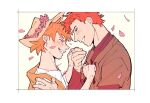  2boys blush border br&#039;er_fox_(disney) crossover grin hat head_wreath humanization male_focus multiple_boys orange_hair robin_hood_(disney) robin_hood_(disney)_(character) shirt smile song_of_the_south species_connection tunic uochandayo vest white_border white_shirt yaoi 