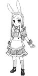  animal_ears bunny_ears copyright_request greyscale hito maid monochrome solo 