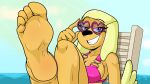  16:9 5_toes anthro bikini bikini_top blush body_blush brandy_and_mr._whiskers brandy_harrington breasts canid canine canis cleavage clothed clothing disney domestic_dog feet female foot_blush foot_focus heart_sunglasses heart_symbol hi_res humanoid_feet looking_at_viewer mammal nasiri_(artist) plantigrade smile solo swimwear toes widescreen 