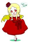  bad_id bad_pixiv_id beniko blonde_hair blush copyright_request dress hat heart long_hair lowres oekaki red_eyes ribbon solo 