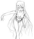  archerko bare_shoulders breasts cleavage denim denim_shorts fate/stay_night fate_(series) greyscale himura_kiseki large_breasts long_hair monochrome shorts solo very_long_hair 