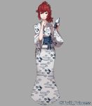  1girl alternate_hair_color anna_(fire_emblem) fire_emblem fire_emblem:_kakusei japanese_clothes kimono looking_at_viewer nintendo red_eyes red_hair smile yukata 