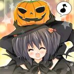  bad_id bad_pixiv_id black_hair blush halloween hat jack-o'-lantern lowres oekaki pumpkin pumpkin_hat purinko ribbon smile solo to_heart_2 witch_hat yuzuhara_konomi 