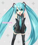  aqua_eyes aqua_hair aqua_nails aqua_neckwear bad_id bad_pixiv_id face hatsune_miku headset long_hair nail_polish necktie open_mouth ribbon skirt solo thighhighs tsunako twintails very_long_hair vocaloid zettai_ryouiki 