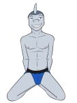  anthro clothed clothing erection erection_under_clothing fish fuze grin hi_res ian_dela_cruz jockstrap jockstrap_only kneeling looking_at_viewer male marine navel nipples shark simple_background smile solo texnatsu topless underwear underwear_only white_background 