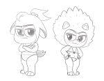 2024 annoyed anthro black_and_white charla_chilla chinchilla chinchillid chip_chilla_(series) clothing crossed_arms drooped_ears duo eulipotyphlan eye_contact female frown hands_on_hips hedgehog looking_at_another mammal monochrome navel pookey_hedgehog rodent simple_background swimwear unknown_artist white_background