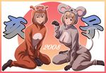  2girls animal_costume chinese_zodiac copyright_request cosplay kigurumi mouse_costume multiple_girls new_year tsukumo year_of_the_pig year_of_the_rat 