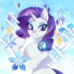  1girl blue_eyes highres horns long_hair looking_at_viewer my_little_pony my_little_pony:_friendship_is_magic no_humans rarity_(my_little_pony) single_horn smile solo standing unicorn upper_body velinrius white_fur 