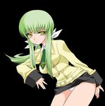  amagai_yukino bangs c.c. code_geass green_hair long_hair panties pencil_skirt school_uniform skirt skirt_lift solo underwear yellow_eyes 