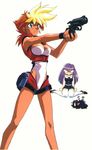  90s artist_request dark_skin dirty_pair dirty_pair_flash gun kei_(dirty_pair) multiple_girls official_art thighhighs weapon yuri_(dirty_pair) 