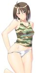  camouflage camouflage_tank_top justice_gakuen kansuke kazama_akira one-piece_tan panties shiritsu_justice_gakuen short_hair solo tan tank_top tanline underwear 