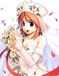  atelier_(series) atelier_iris atelier_iris_eternal_mana_2 blue_eyes bride brown_hair dress flower highres jewelry ouse_kohime ring solo viese_blanchimont wedding_dress 