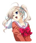  ;d blonde_hair blue_eyes copyright_request one_eye_closed open_mouth school_uniform smile solo suzui_narumi twintails 