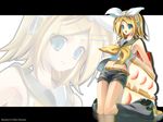  breasts highres kagamine_rin nohito shorts sideboob small_breasts vocaloid wallpaper 