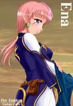  blue_eyes blush character_name copyright_name earrings ena_(fire_emblem) facial_mark fire_emblem fire_emblem:_akatsuki_no_megami fire_emblem:_souen_no_kiseki hissaa_(starlight_express) jewelry long_hair pink_hair pointy_ears ponytail solo 