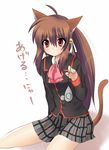  animal_ears bow kemonomimi_mode little_busters! masayu natsume_rin pink_bow solo tail 