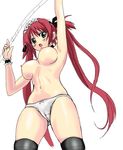  airi_(queen's_blade) breasts cameltoe elf_k huge_breasts panties queen's_blade red_hair simadoro solo thighhighs topless twintails underwear 