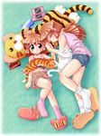  cat handheld_game_console multiple_girls nintendo_ds original pillow shoes siblings single_shoe sisters slippers socks tank_top zan_nekotama 