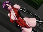  aoyama_minako bare_shoulders bdsm boots breasts center_opening cleavage covered_nipples cross-laced_footwear dominatrix dutch_angle elbow_gloves escalation_hardcore game_cg gloves hand_on_hip hand_on_leg highleg highleg_leotard huge_breasts inoue_takuya jpeg_artifacts lace-up_boots latex latex_boots latex_gloves leotard looking_at_viewer purple_hair red_leotard shiny shiny_clothes short_hair skin_tight solo standing thigh_boots thighhighs thong_leotard underboob unzipped zipper_pull_tab 
