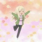  animated animated_gif blonde_hair cap gif higurashi_no_naku_koro_ni long_hair lowres screencap shirt spin spinning takano_miyo 