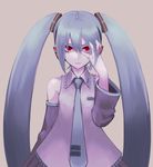  blue_hair chan_co detached_sleeves hatsune_miku long_hair necktie red_eyes solo twintails very_long_hair vocaloid 