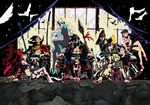  6+girls anne_(ttgl) antispiral antispiral_nia boota dark_persona gainaxtop high_contrast imaishi_hiroyuki kamina kinon kittan kiyal kiyoh multiple_boys multiple_girls nia_teppelin simon tengen_toppa_gurren_lagann thighhighs yoko_littner 