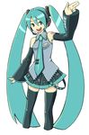  chan_co detached_sleeves full_body green_hair hatsune_miku long_hair necktie solo standing thighhighs twintails very_long_hair vocaloid 